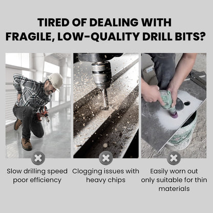 High-Strength 4-Flute Serrated Eccentric Drill Bit Kit - (Set of 13)