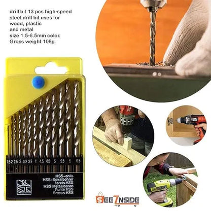 High-Strength 4-Flute Serrated Eccentric Drill Bit Kit - (Set of 13)