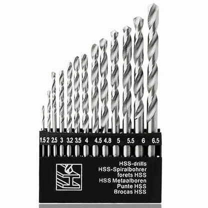 High-Strength 4-Flute Serrated Eccentric Drill Bit Kit - (Set of 13)